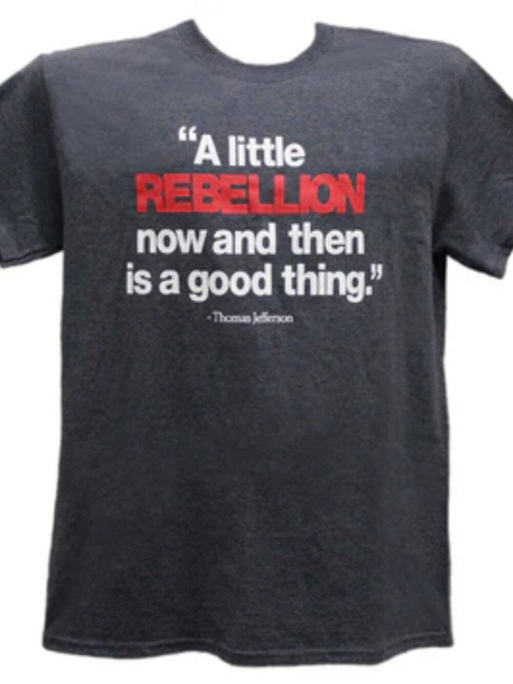 Rebellion Quote Graphic Tee Thomas Jefferson Unisex T Shirt Gray S 3XL